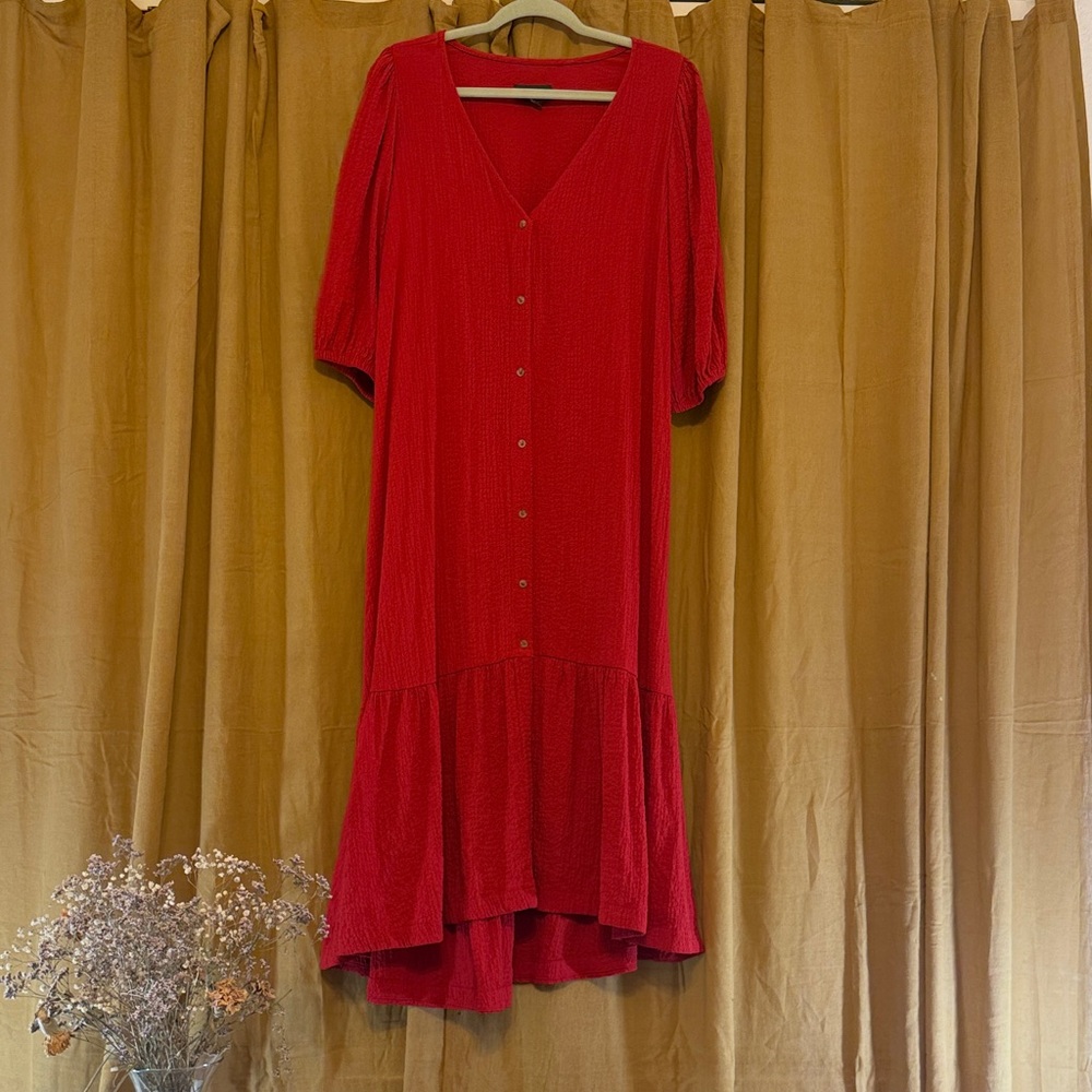 Anthropologie Red High Low Dress